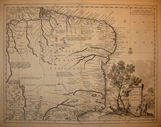 Albrizzi Giambattista (1698-1777) Carta geografica del Bresil 1750 Venezia